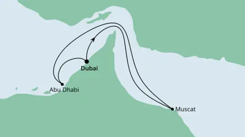 AIDAbella Route 2022: Orient ab Dubai
