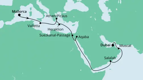 AIDAbella Route 2023: Von Mallorca nach Dubai 3