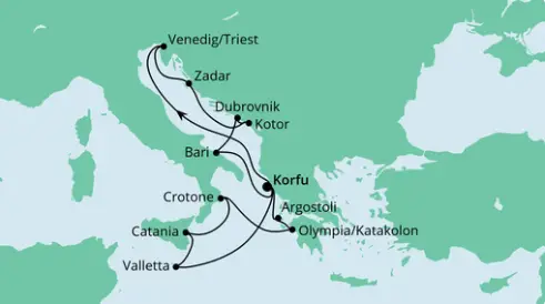 AIDAblu Route 2024: Adria & Mittelmeerinseln