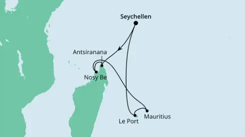 AIDAblu Route 2024: Mauritius, Seychellen & Madagaskar 2