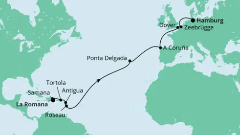 AIDAdiva Route 2022: Von der Dominikanischen Republik bis Hamburg