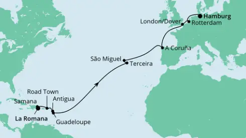 AIDAdiva Route 2024: Von der Dominikanischen Republik nach Hamburg 1