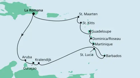 AIDAdiva Route 2024: Karibische Inseln