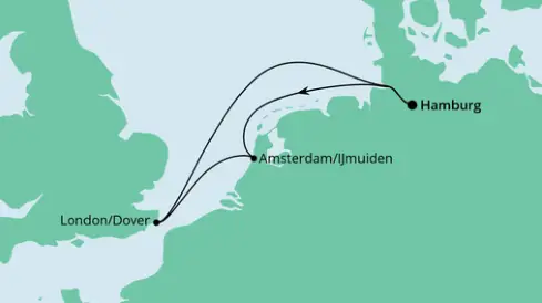 AIDAdiva Route 2024: Kurzreise Niederlande & England