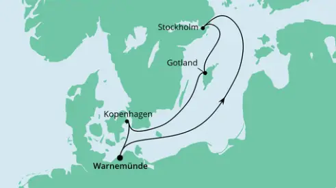 AIDAdiva Route 2024: Kurzreise nach Schweden & Dänemark