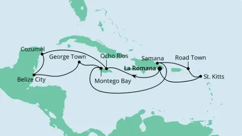 AIDAdiva Route 2024: Mexiko & Karibische Inseln
