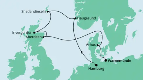 AIDAdiva Route 2024: Norwegen, Schottland & Dänemark