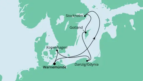 AIDAdiva Route 2024: Schweden, Polen & Dänemark