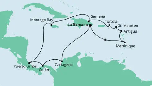 AIDAluna Route 2022: Karibik
