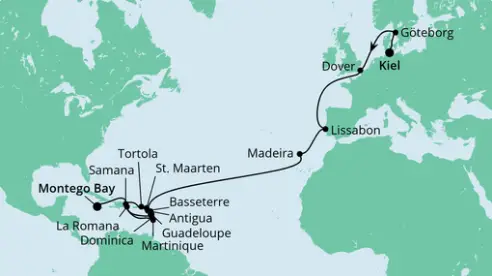 AIDAluna Route 2022: Von Kiel bis Jamaika