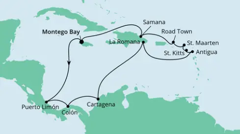 AIDAluna Route 2024: Karibik & Mittelamerika