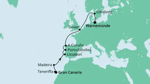 AIDAmar Route 2022: Gran Canaria bis Warnemünde