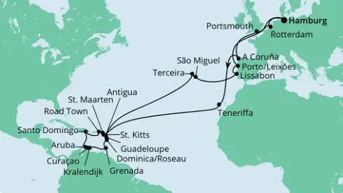 AIDAmar Route 2024: Große Winterpause Karibik
