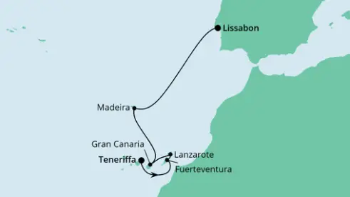 AIDAnova Route 2023: Von Teneriffa nach Lissabon
