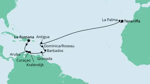 AIDAperla Route 2024: Dominikanische Republik bis Teneriffa