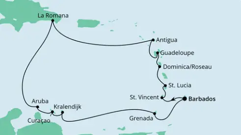 AIDAperla Route 2024: Karibische Inseln