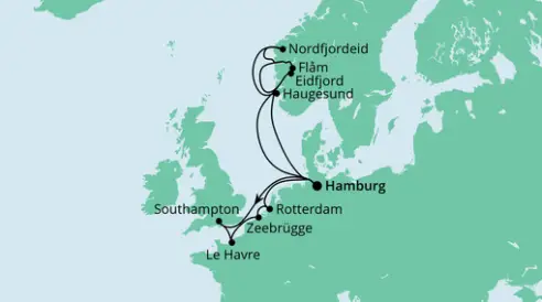 AIDAprima Route 2022: Metropolen & Norwegen