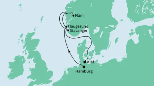 AIDAprima Route 2022: Norwegen von Hamburg nach Kiel