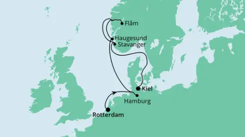 AIDAprima Route 2022: Norwegen von Rotterdam nach Kiel
