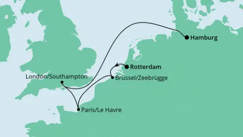 AIDAprima Route 2024: Metropolen von Rotterdam nach Hamburg