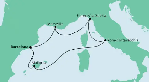 AIDAprima Route 2024: Perlen am Mittelmeer