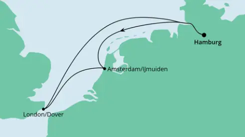 AIDAsol Route 2022: Kurzreise Niederlande & England