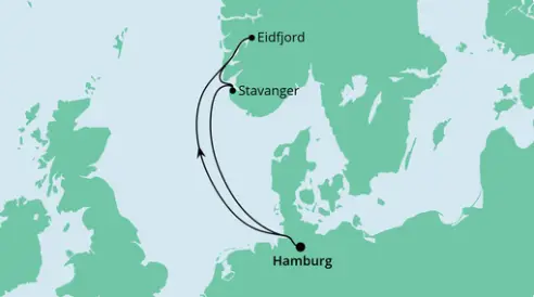 AIDAsol Route 2022: Norwegen ab Hamburg