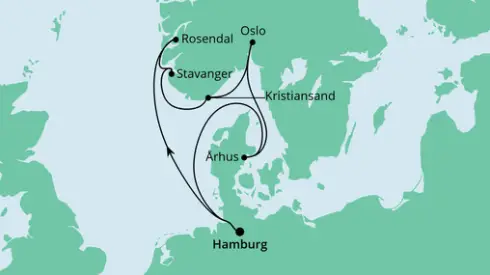 AIDAsol Route 2022: Norwegens Küste & Dänemark