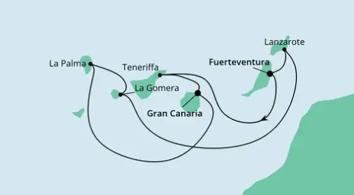 AIDAsol Route 2023: Fuerteventura nach Gran Canaria