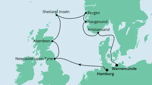 AIDAsol Route 2023: Grossbritannien & Norwegen