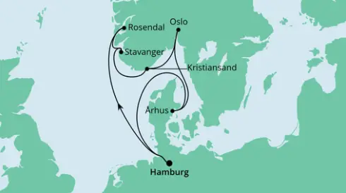 AIDAsol Route 2023: Norwegens Küste & Dänemark
