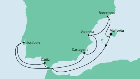 AIDAstella Route 2022: Spanien mit Lissabon