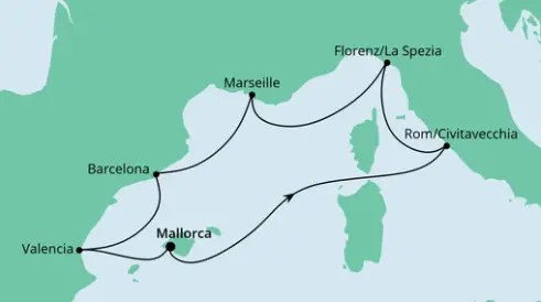 AIDAstella Route 2023: Perlen am Mittelmeer
