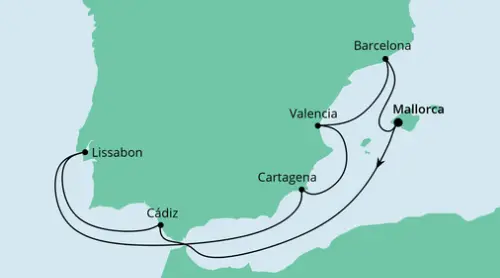AIDAstella Route 2023: Spanien mit Lissabon