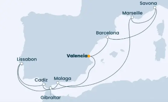 Costa Fascinosa Route 2022: Mittelmeer ab Valencia