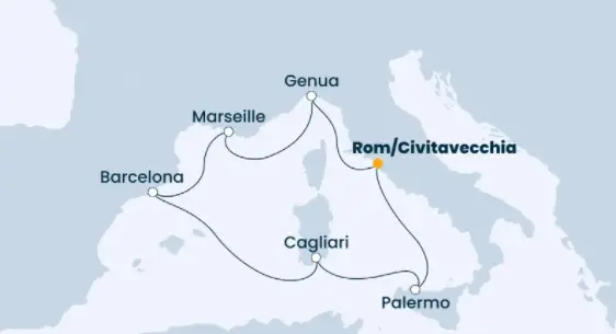 Costa Firenze Route 2022: Mittelmeer