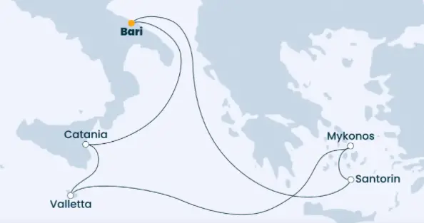 Costa Pacifica Route 2022: Mittelmeer