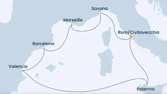 Costa Toscana Route 2022: Mittelmeer
