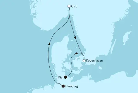 Mein Schiff 1 Route 2022: Kurzreise mit Oslo & Kopenhagen