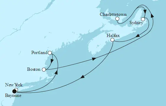 Mein Schiff 1 Route 2022: Neuengland mit Kanada
