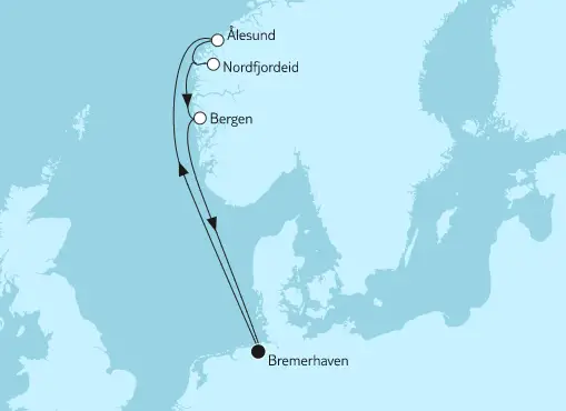 Mein Schiff 1 Route 2022: Norwegen mit Ålesund