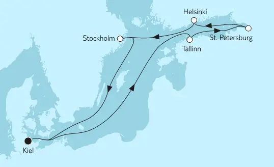 Mein Schiff 1 Route 2022: Ostsee mit Helsinki