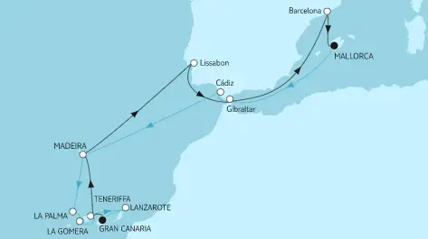 Mein Schiff 1 Route 2023: Gran Canaria mit Mallorca