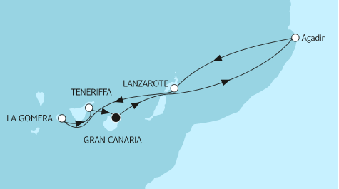 Mein Schiff 1 Route 2023: Kanaren mit Lanzarote