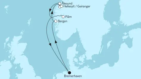 Mein Schiff 1 Route 2023: Norwegen mit Geirangerfjord 2