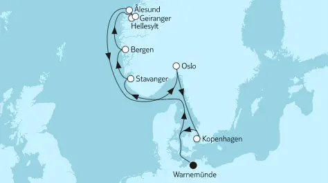 Mein Schiff 1 Route 2023: Norwegen mit Geirangerfjord 3