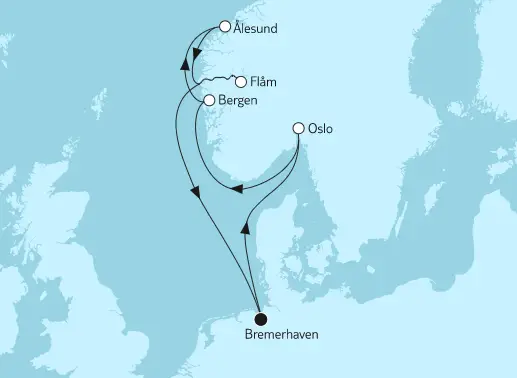 Mein Schiff 1 Route 2023: Norwegen mit Oslo