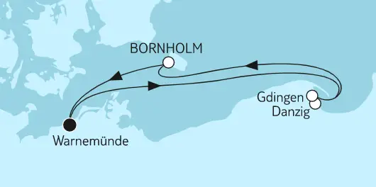 Mein Schiff 1 Route 2023: Ostsee mit Bornholm