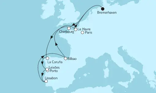 Mein Schiff 1 Route 2023: Westeuropa mit Lissabon