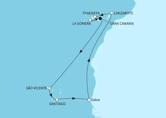 Mein Schiff 1 Route 2024: Kanaren mit Kapverden